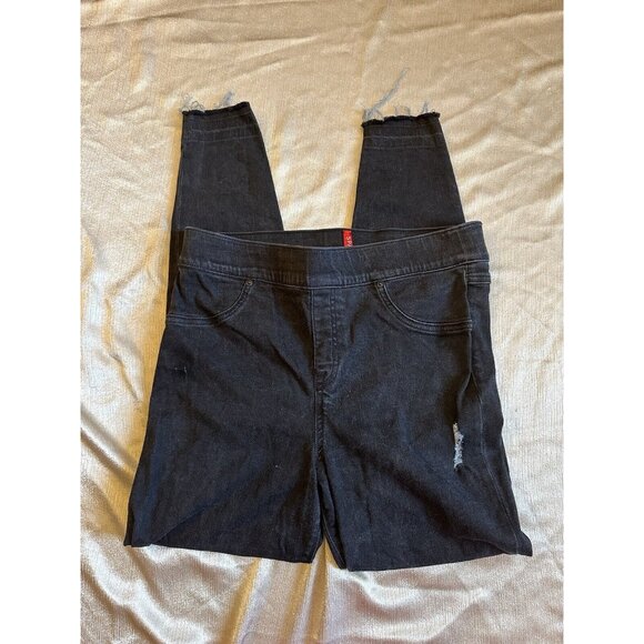 Spanx Women's Size Large Vintage Black Distressed Ankle‎ Skinny Jegging Jeans - Picture 1 of 7